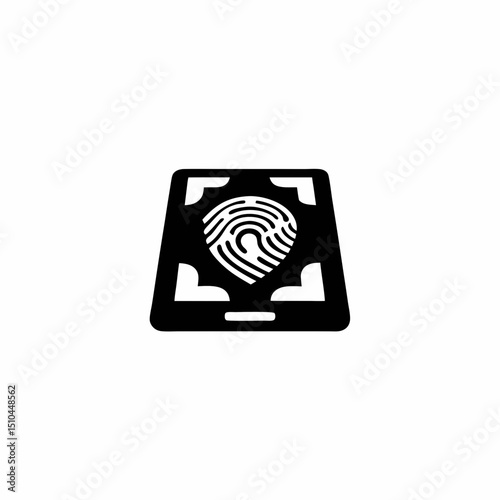 High Tech Biometric Scanner Icon with Scanner Frame and Tech