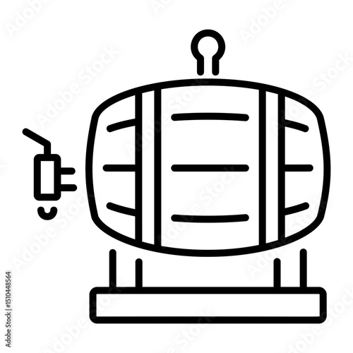 A line style icon showing a wooden wine barrel 