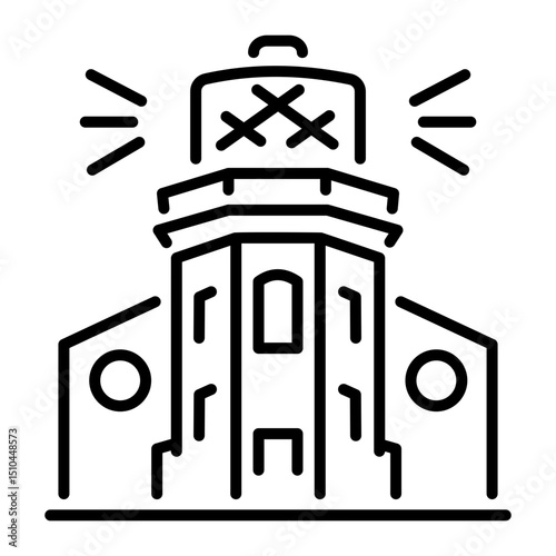 A line style icon showing london lighthouse tower