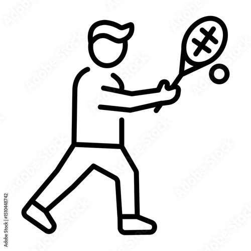 A line style icon showing a tennis player 