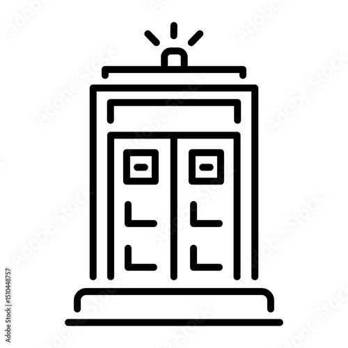 A linear icon depicting police box structure