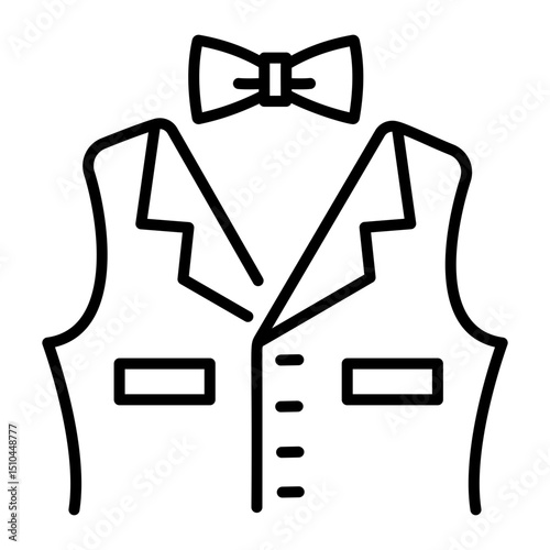 A line style icon depicting formal dress outfit