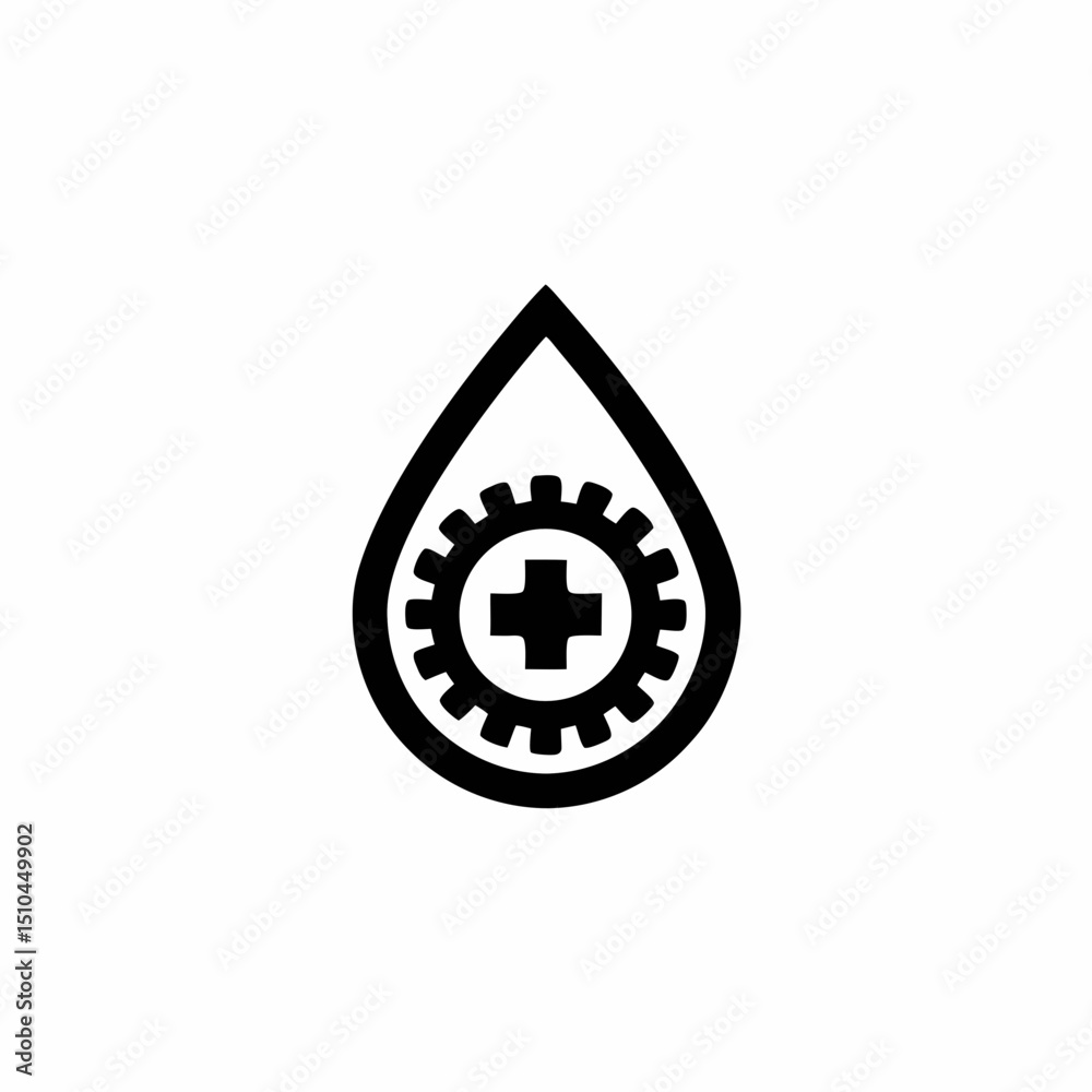 Nano Scale Medical Device Icon Micro Gear With Chip Nano Scale Medical Device Icon Micro Gear With Chip