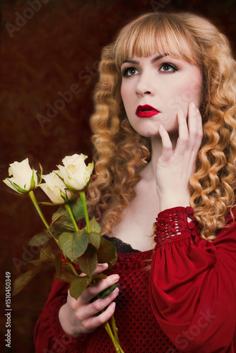 Woman Holding Roses
