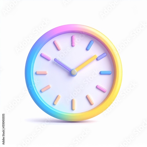 Pastel Rainbow Clock 3D Render