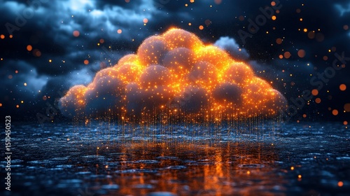 Fiery cloud raining sparks