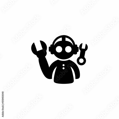 Robot Assistant Vector Silhouette Icon Design 