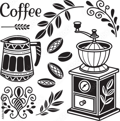 coffee grinder and coffee beans