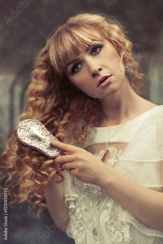 Woman Brushing Her Hair