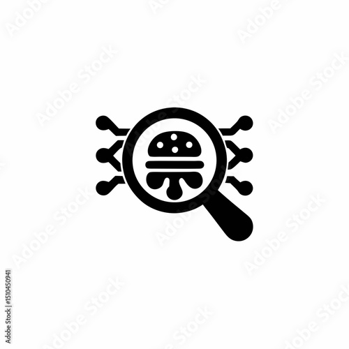 Smart Food Scanner Icon Food With Magnifier And Data
