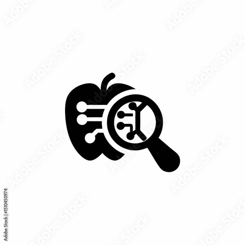 Smart Food Scanner Icon Food With Magnifier And Data