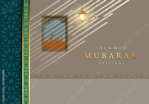 Islamic graphic design for holy Mubarak, ramadan, eid, Al Adha, hajj, arafah, hariraya, Mawlid al-Nabi, ai-fitr, adulfitri and Hijri new yeaar. Literally Background with muslim illuminated lamp. 