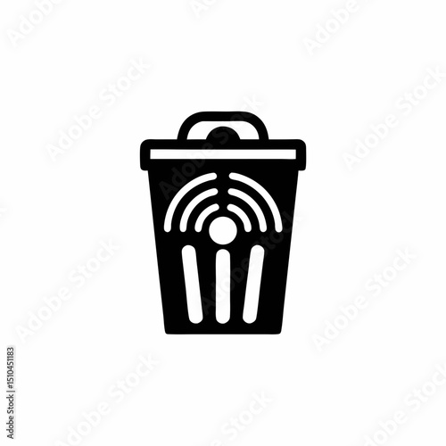 Smart Waste Bin Sensor Icon Trash Bin With Radar
