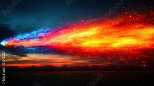 Fiery meteor streaks across night sky
