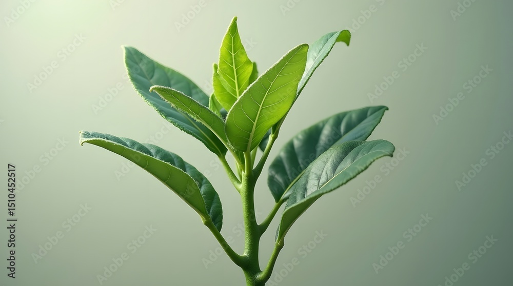 Fototapeta premium Close-up of vibrant green foliage, potentially Claoxylon, Phytolacca dioica, or Persea. Ideal for nature, growth, or environmental themes.
