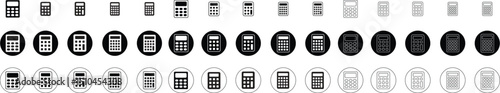 Set of calculator icons for calculation of accounting and finance for business. Mathematical problem solvers calculators.