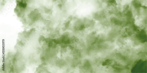 Abstract background of colorful liquid liner. Abstract texture of liquid green and white are light pattern.watercolor art canvas painting with white clouds and stains, blurry smog texture art design.