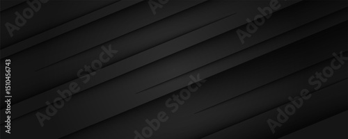 3D black geometric abstract background overlap layer on dark space with waves shape decoration. Minimalist modern graphic design element cutout style concept for banner, flyer, card, or brochure cover
