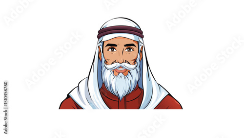 Bearded Islamic Man Wearing Taqiyah Vector
