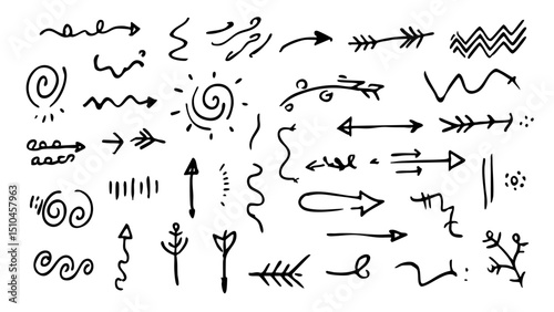 Vector marker arrows clipart hand drawn elements for digital planning infographics and DIY designs