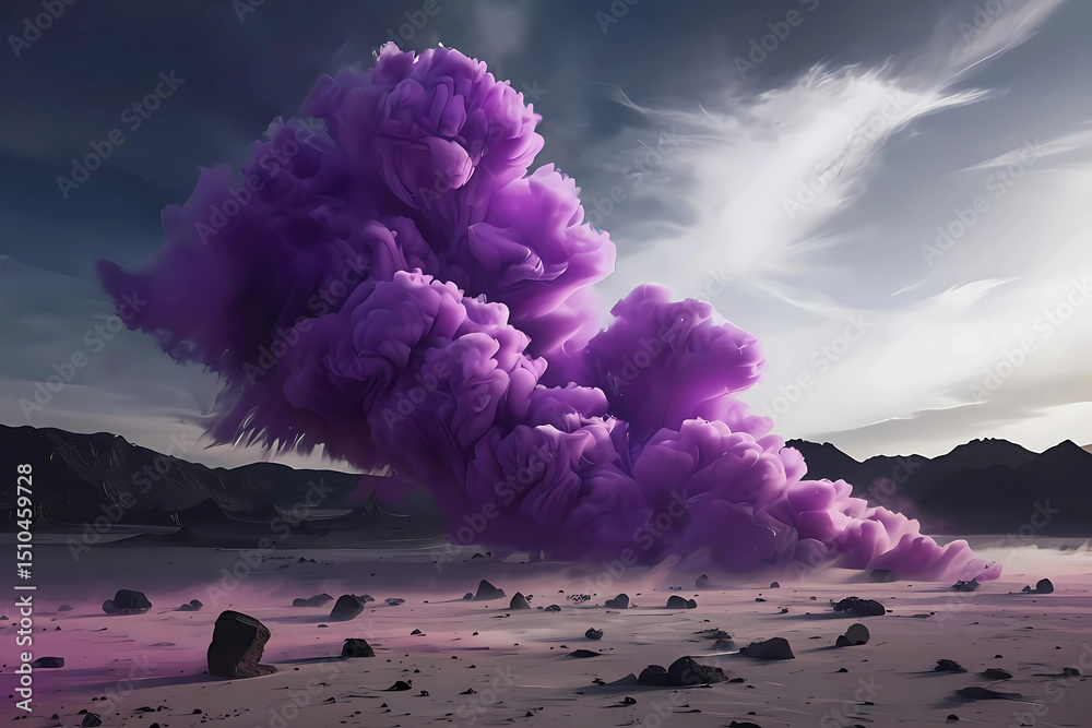 custom made wallpaper toronto digitalPurple Smoke Plume Rising Over Barren Landscape Digital Illustration
