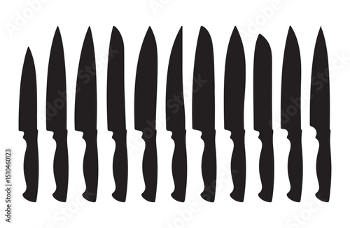 Simple and sleek kitchen knife icons for cooking-themed illustrations.