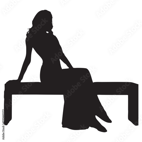 Silhouette of a woman seated, conveying elegance and stillness in a minimalist composition.