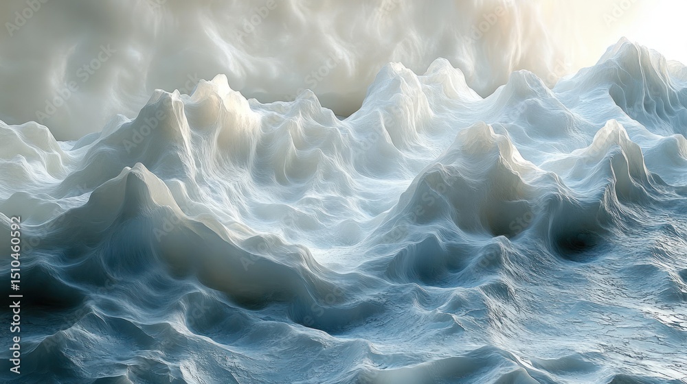 Obraz premium Snowy mountain peaks at sunrise with cloudy sky