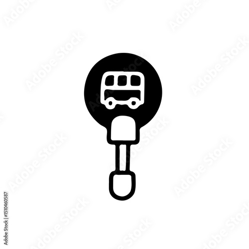 Minimalist bus stop icon vector illustration. Perfect for urban transit, public transportation, and travel design projects. Black and white, simple style, easy to integrate.