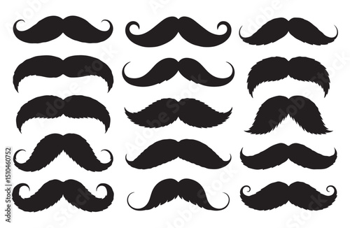 Vintage-inspired mustache designs for retro-style graphics.