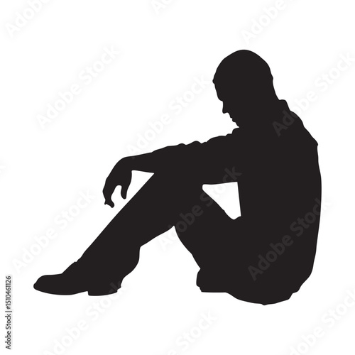 Silhouette of a seated person conveys a mood of contemplation, loneliness, or quiet reflection.