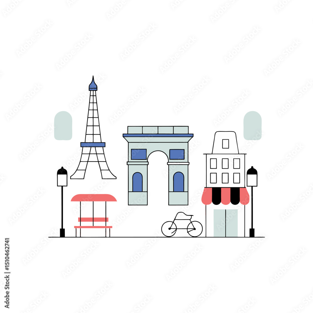 Fototapeta premium Minimalist Paris Landmarks and Objects