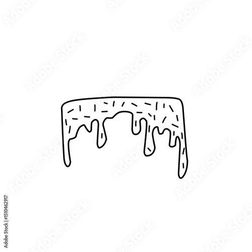 dripping liquid line icon with confetti sprinkles