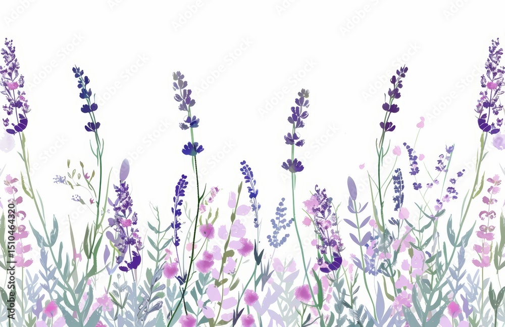Naklejka premium lavender flowers vector illustration