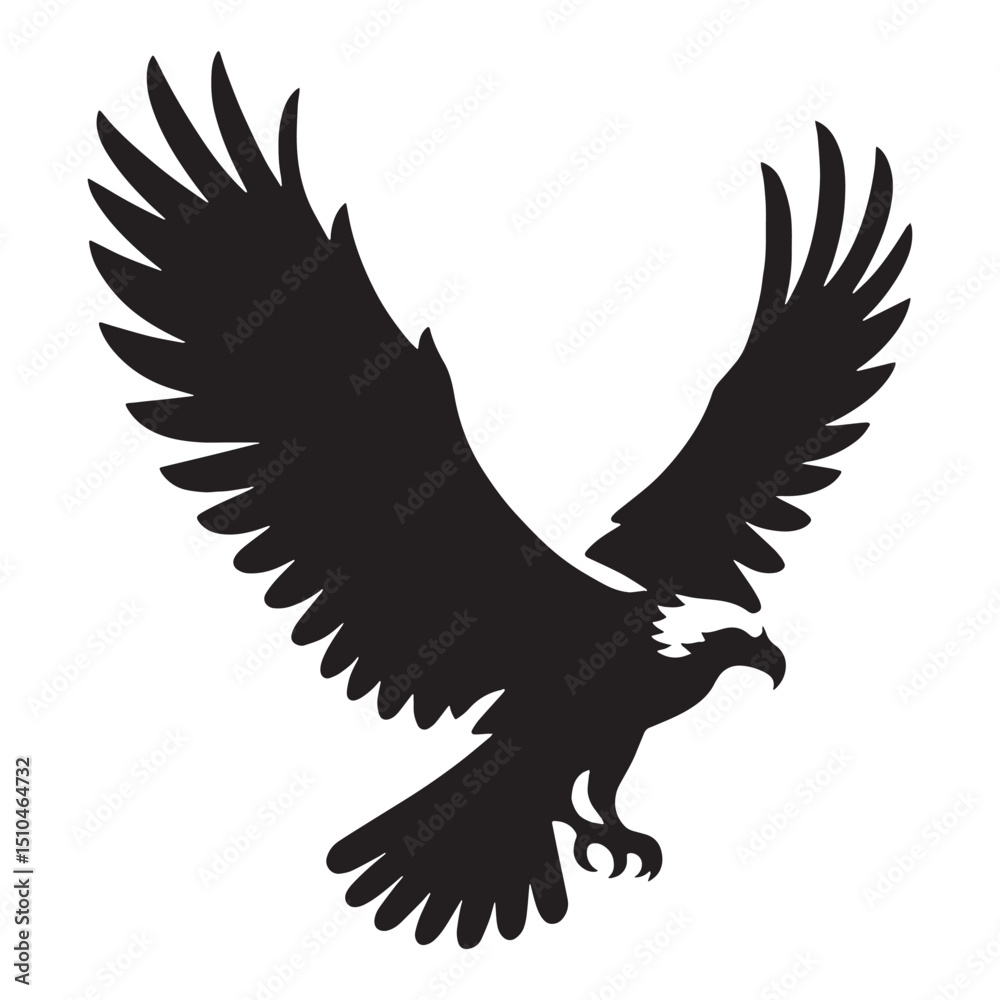 Obraz premium Osprey silhouette with spread wings – Osprey illustration – Minimalist Osprey vector – Bird silhouette