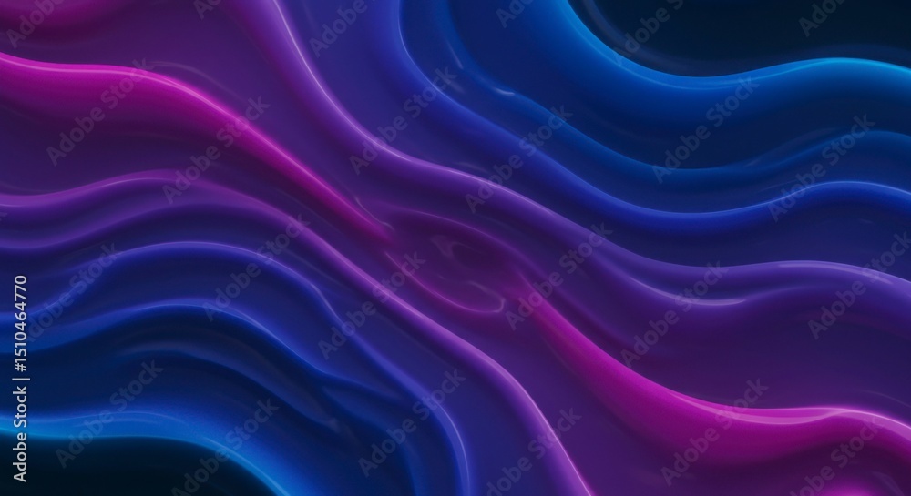 Obraz premium Abstract artwork featuring vibrant blue and purple flowing waves, creating a dynamic and mesmerizing visual effect