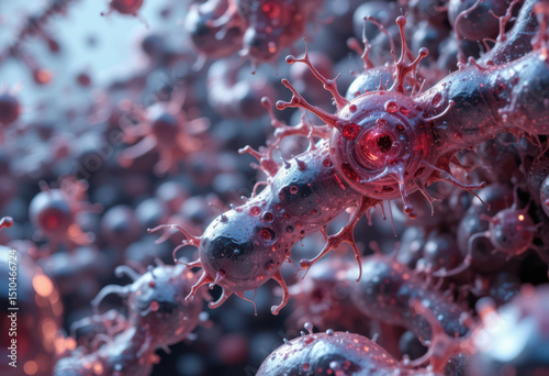 Microscopic view of syphilis bacteria showcasing intricate structures and vibrant colors