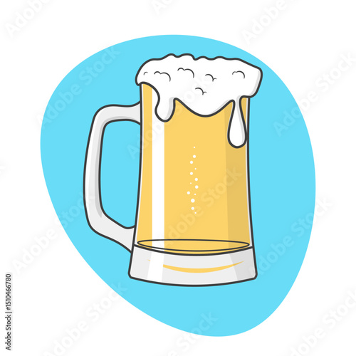 vector illustration of glass of beer