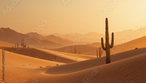 Wallpaper Mural Stunning High-Resolution Desert Landscape Sandy Dunes, Cactus Silhouettes, and Warm Sunset Hues - Perfect for Travel and Adventure Presentations Torontodigital.ca