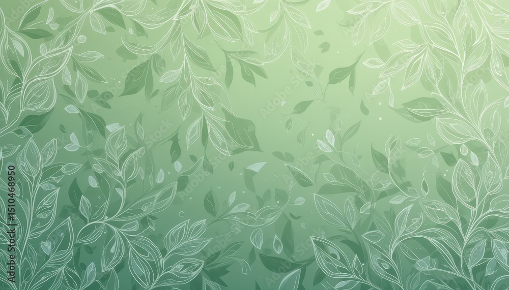 custom made wallpaper toronto digitalEco-Friendly Presentation Background Light Green Minimalist Leaf Pattern