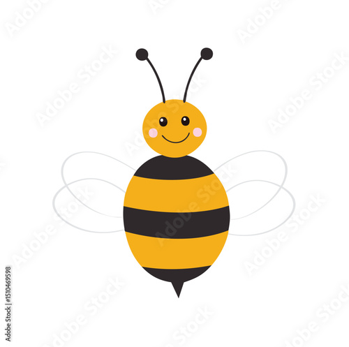 Happy cartoon bee adorable insect illustration