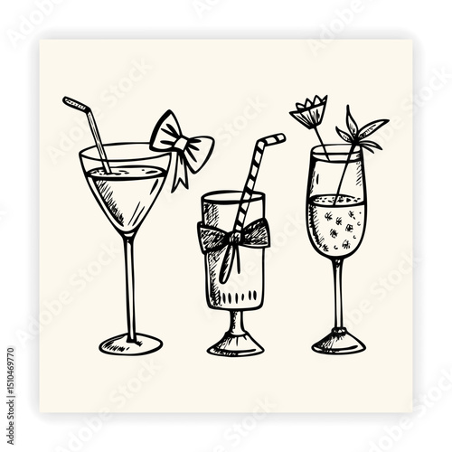 Cute Food and Drink Doodle Elements