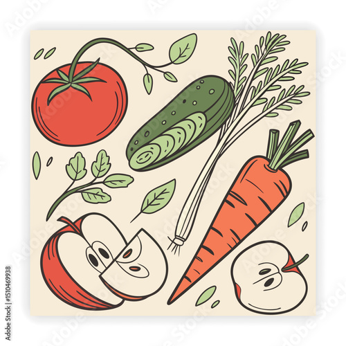 Cute Food and Drink Doodle Elements