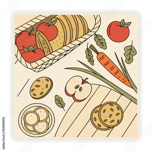Cute Food and Drink Doodle Elements