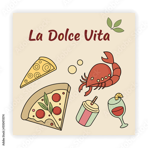 Cute Food and Drink Doodle Elements