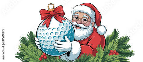 Santa Claus Holding a Golf Ball Christmas Ornament