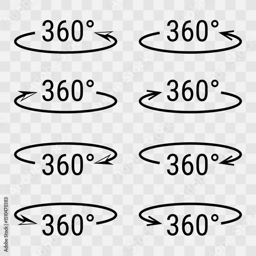 360 Degree rotation icons set on a checkered background