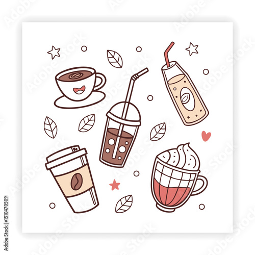 Cute Food and Drink Doodle Elements
