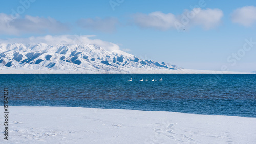 High Definition Snow Covered Mountain Peaks Under Clear Blue Sky