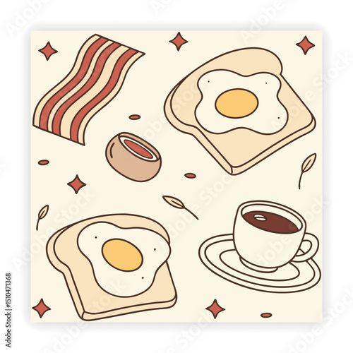 Cute Food and Drink Doodle Elements